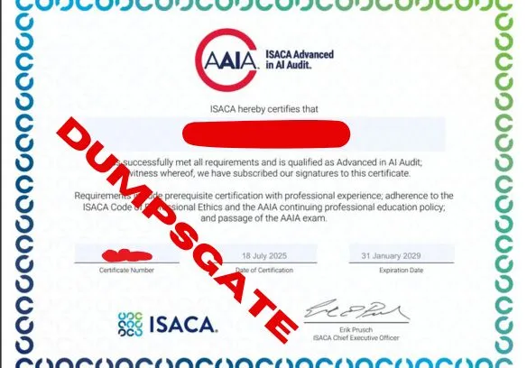 ISACA AAIA Pass result dumpsgate 3